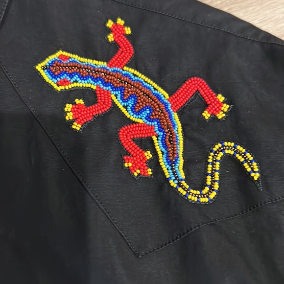 Ralph Lauren Purple label beaded Western shirt size M pearl snap buttons Cowboy - Picture 8 of 14